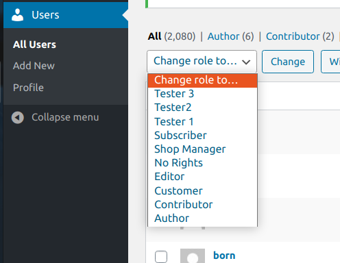 restricted change role drop-down list