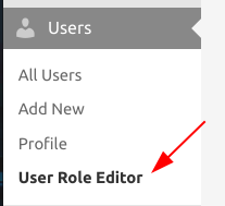user role editor menu